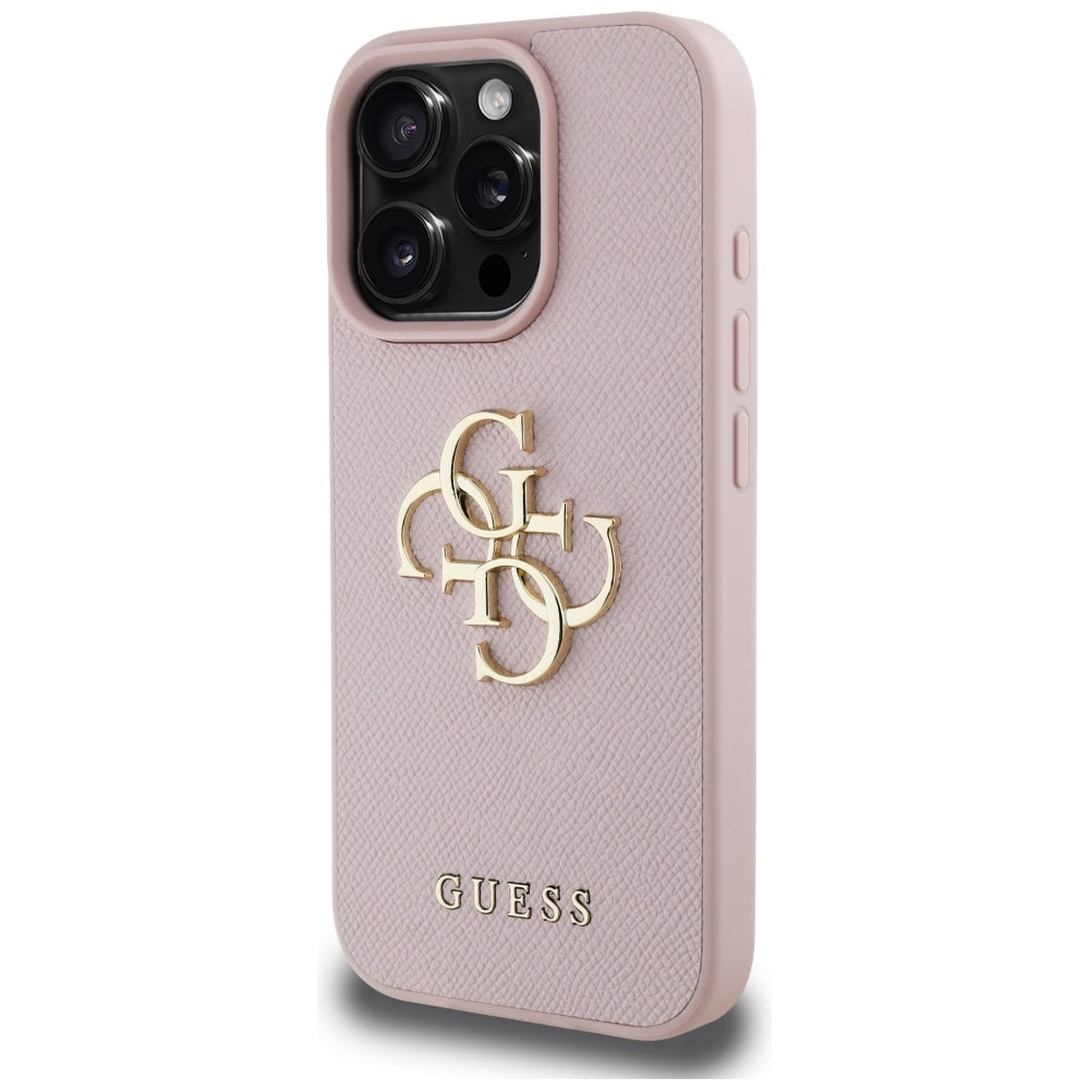 Futrola za Apple iPhone 16 Pro Max, Guess, Grained Big 4G Logo Small Classic Logo, Roza
