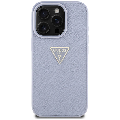 Futrola za Apple iPhone 16 Pro Max, Guess, Hot Stamp 4G Pattern Triangle Logo, Svijetlo ljubičasta