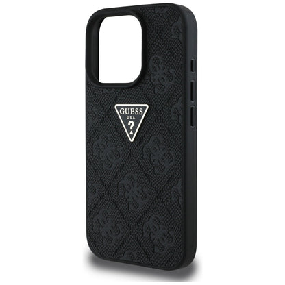 Futrola za Apple iPhone 16 Pro Max, Guess, Hot Stamp 4G Pattern Triangle Logo, Crna
