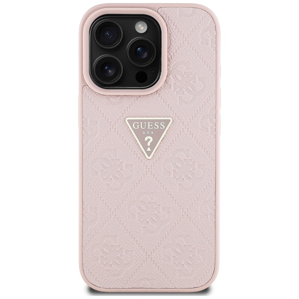 Futrola za Apple iPhone 16 Pro Max, Guess, Hot Stamp 4G Pattern Triangle Logo, Roza