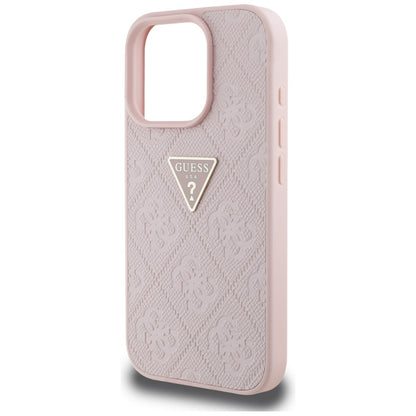 Futrola za Apple iPhone 16 Pro Max, Guess, Hot Stamp 4G Pattern Triangle Logo, Roza