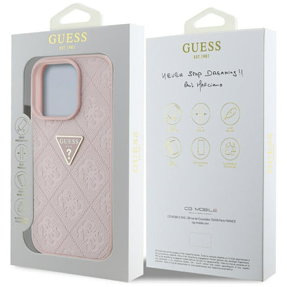 Futrola za Apple iPhone 16 Pro Max, Guess, Hot Stamp 4G Pattern Triangle Logo, Roza