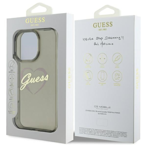 Futrola za Apple iPhone 16 Pro Max, Guess, IML Heart, Crna