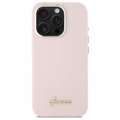 Futrola za Apple iPhone 16 Pro Max, Guess, Script Metal Logo & Frame, Svijetlo roza