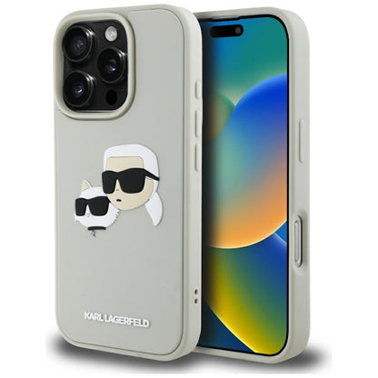 Futrola za Apple iPhone 16 Pro Max, Karl Lagerfeld, 3D Rubber Karl & Choupette, Bež