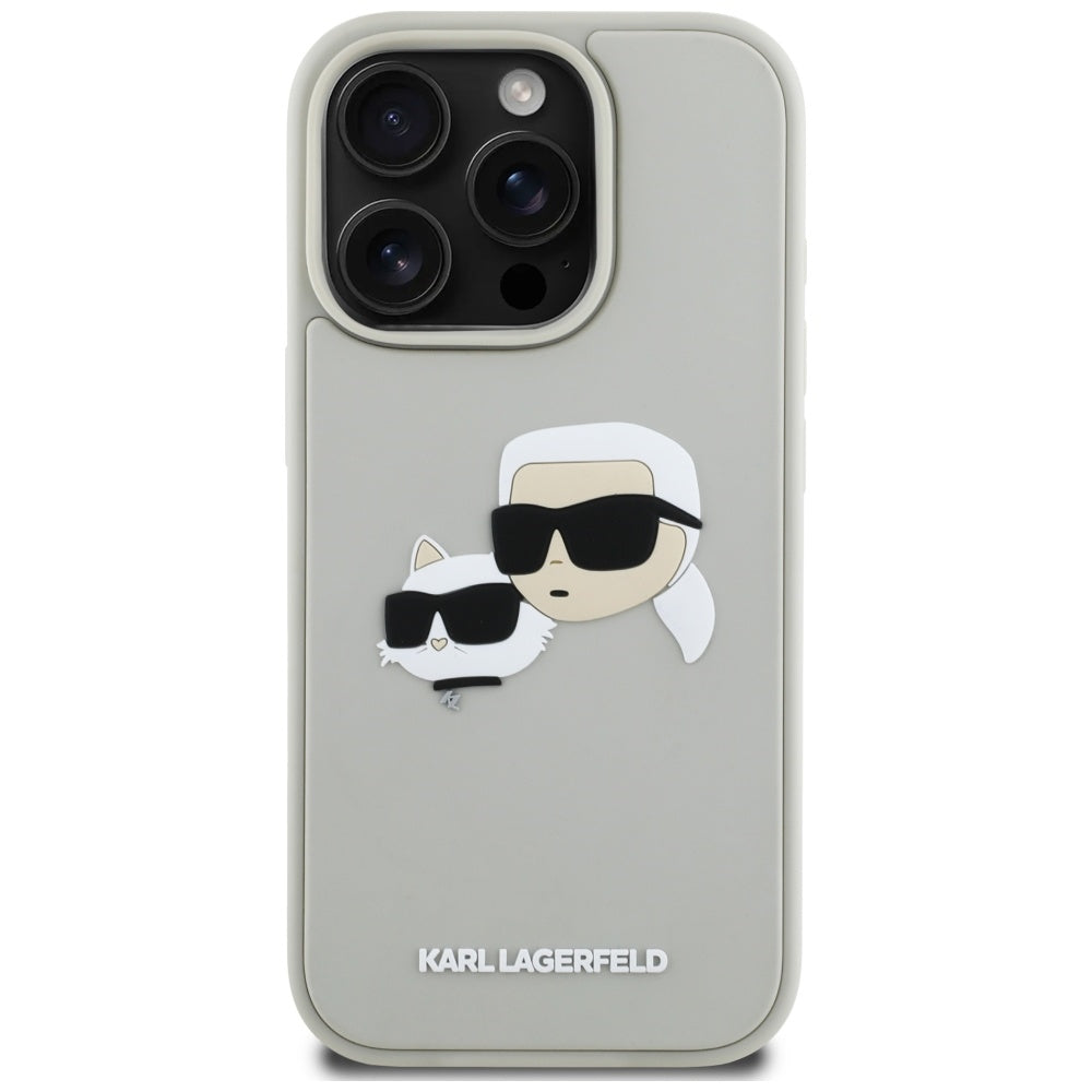 Futrola za Apple iPhone 16 Pro Max, Karl Lagerfeld, 3D Rubber Karl & Choupette, Bež