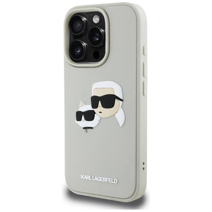 Futrola za Apple iPhone 16 Pro Max, Karl Lagerfeld, 3D Rubber Karl & Choupette, Bež