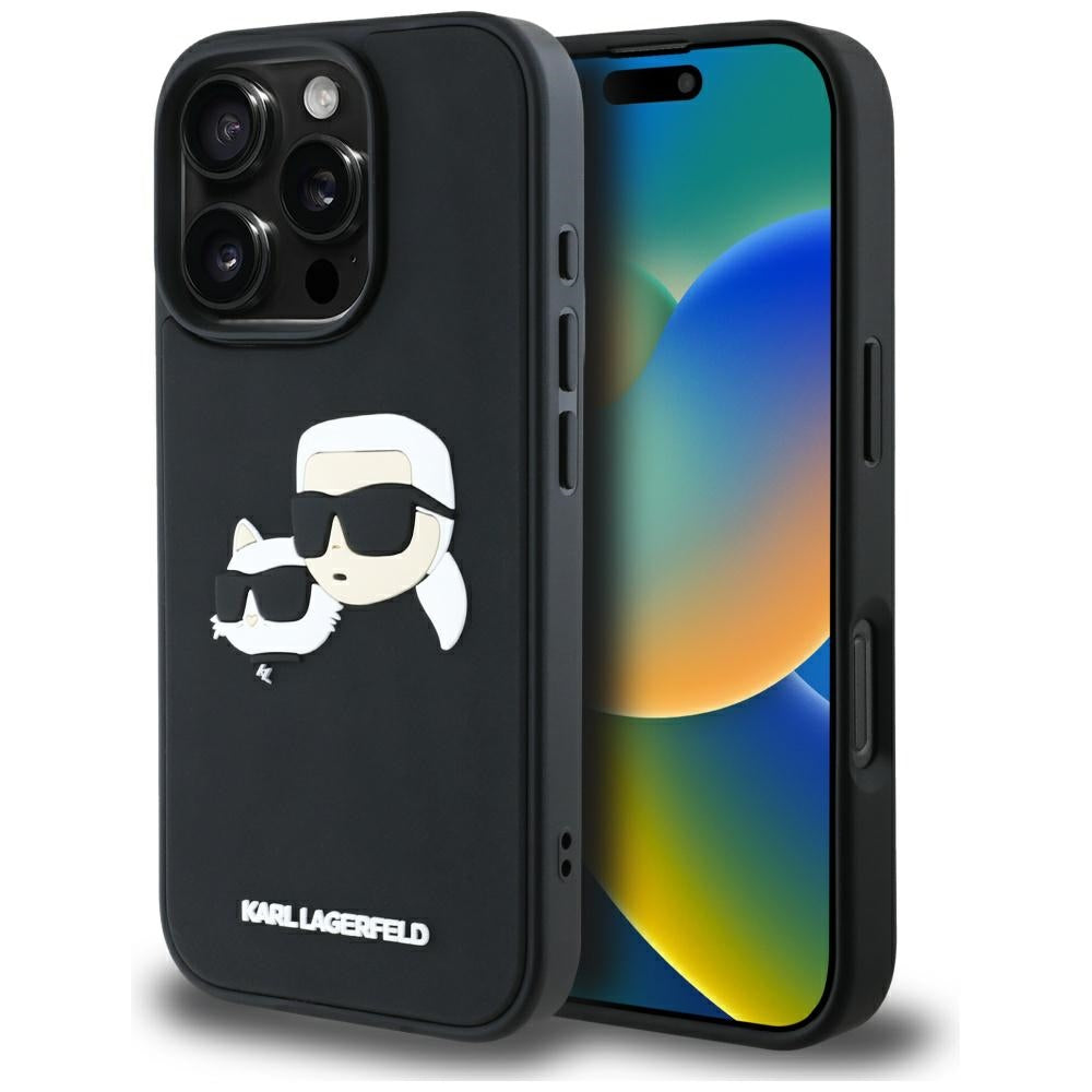 Futrola za Apple iPhone 16 Pro Max, Karl Lagerfeld, 3D Rubber Karl & Choupette, Crna