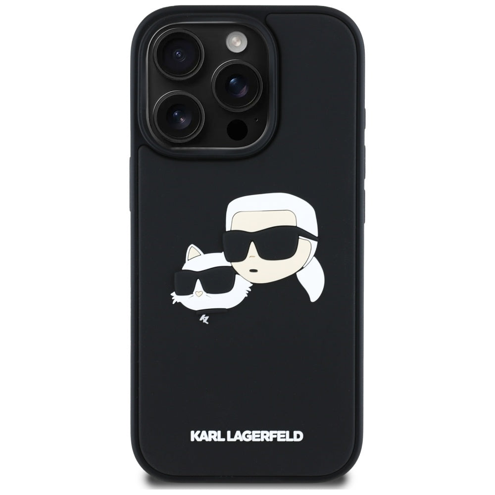 Futrola za Apple iPhone 16 Pro Max, Karl Lagerfeld, 3D Rubber Karl & Choupette, Crna