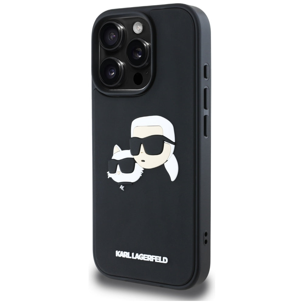 Futrola za Apple iPhone 16 Pro Max, Karl Lagerfeld, 3D Rubber Karl & Choupette, Crna