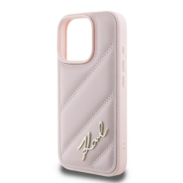 Futrola za Apple iPhone 16 Pro Max, Karl Lagerfeld, Diagonal Quilted Script, Roza