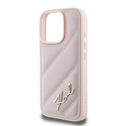 Futrola za Apple iPhone 16 Pro Max, Karl Lagerfeld, Diagonal Quilted Script, Roza
