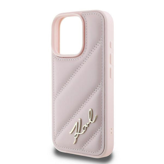 Futrola za Apple iPhone 16 Pro Max, Karl Lagerfeld, Diagonal Quilted Script, Roza