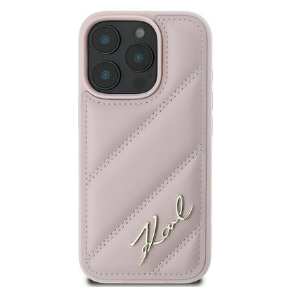 Futrola za Apple iPhone 16 Pro Max, Karl Lagerfeld, Diagonal Quilted Script, Roza
