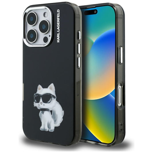 Futrola za Apple iPhone 16 Pro Max, Karl Lagerfeld, IML Aquarelle Logo Choupette, Crna