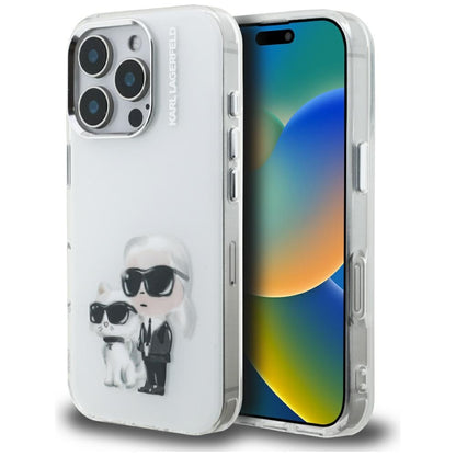 Futrola za Apple iPhone 16 Pro Max, Karl Lagerfeld, IML Aquarelle Logo Karl & Choupette, Bijela