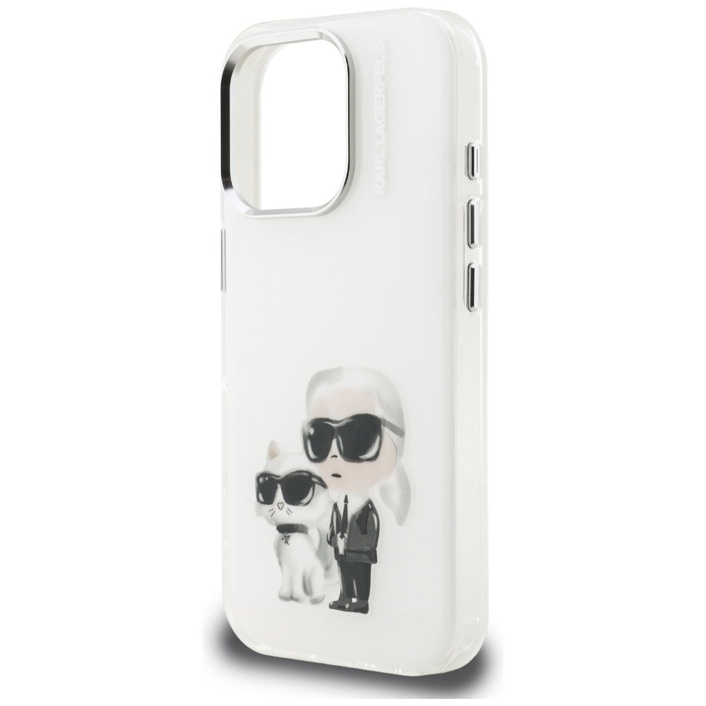 Futrola za Apple iPhone 16 Pro Max, Karl Lagerfeld, IML Aquarelle Logo Karl & Choupette, Bijela
