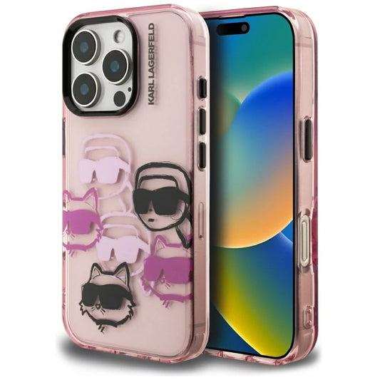 Futrola za Apple iPhone 16 Pro Max, Karl Lagerfeld, IML Luxury Multi Head Pattern, Roza