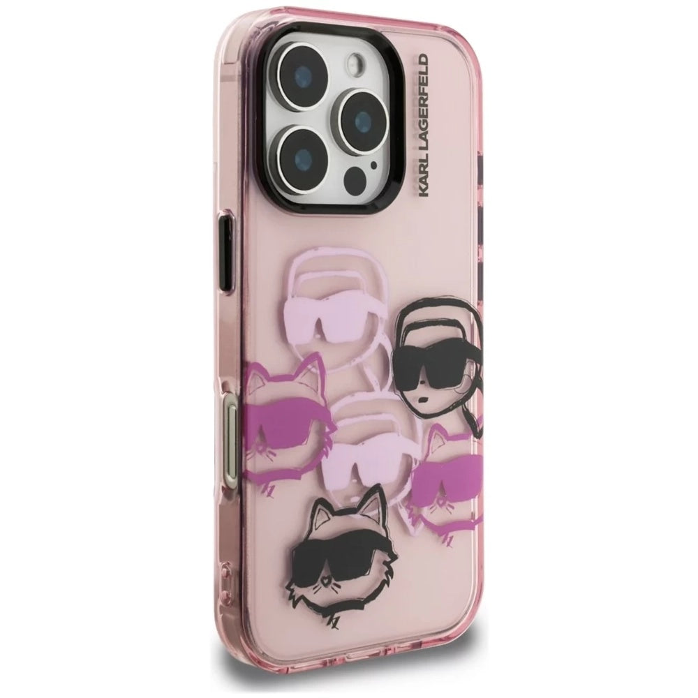 Futrola za Apple iPhone 16 Pro Max, Karl Lagerfeld, IML Luxury Multi Head Pattern, Roza