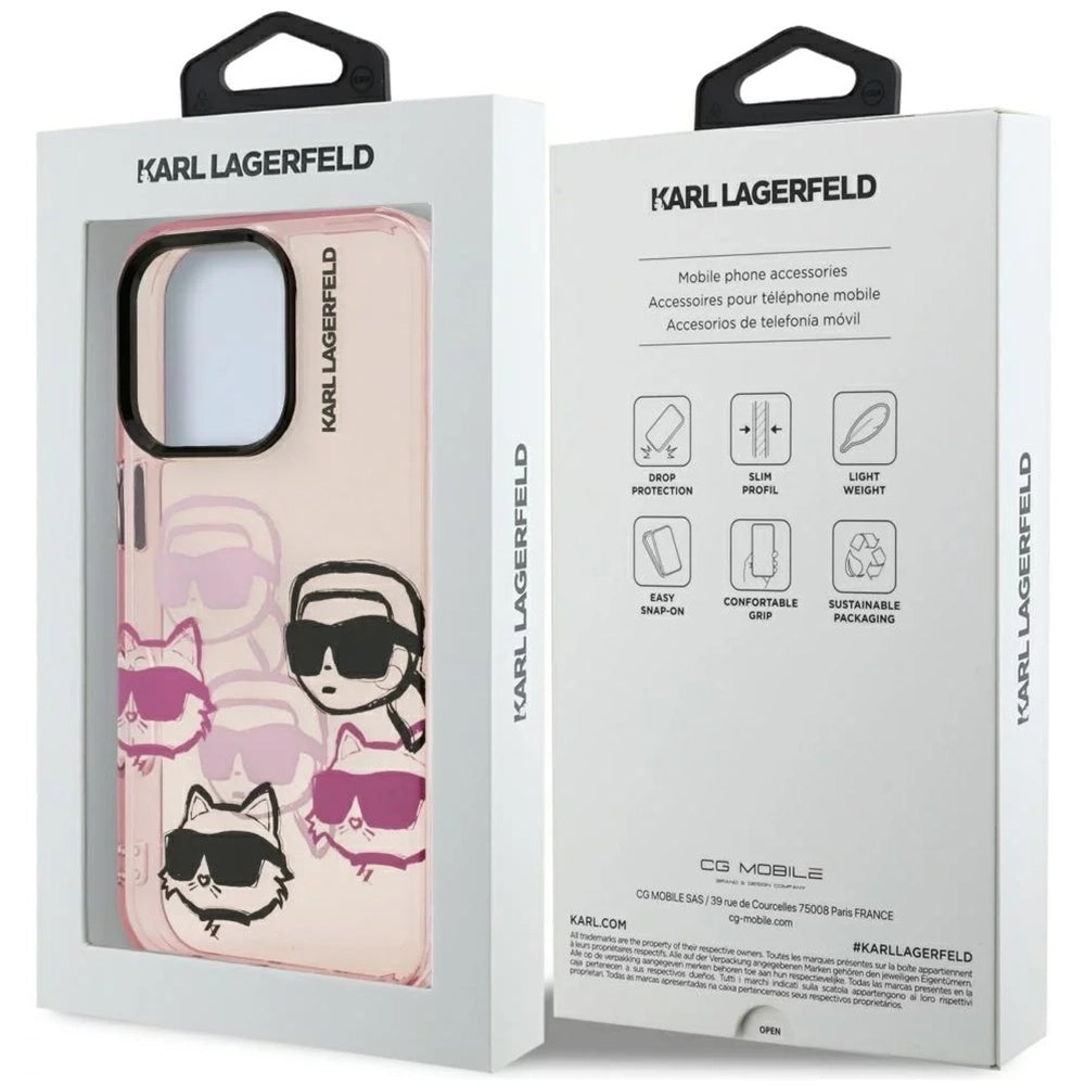Futrola za Apple iPhone 16 Pro Max, Karl Lagerfeld, IML Luxury Multi Head Pattern, Roza
