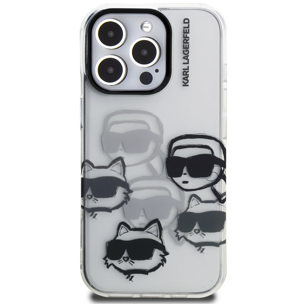 Maska za Apple iPhone 16 Pro Max, Karl Lagerfeld, IML Luxury Multi Head Pattern, Prozirna