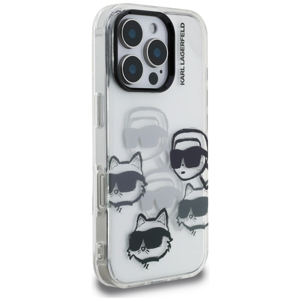 Maska za Apple iPhone 16 Pro Max, Karl Lagerfeld, IML Luxury Multi Head Pattern, Prozirna