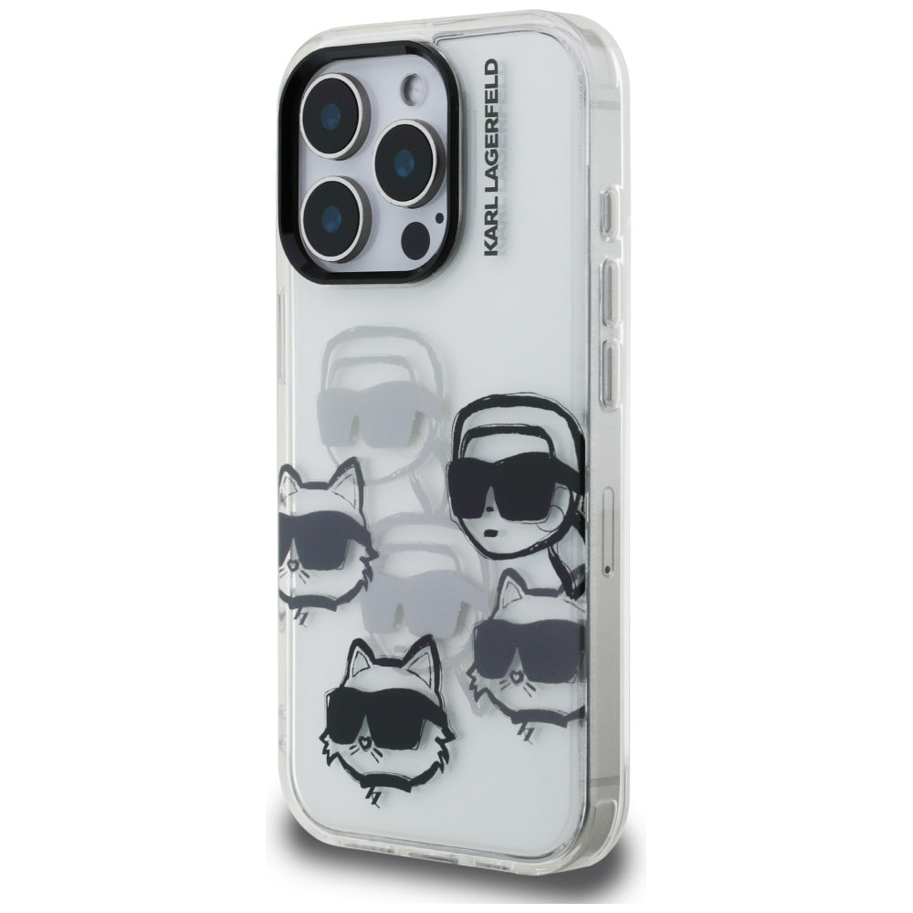 Maska za Apple iPhone 16 Pro Max, Karl Lagerfeld, IML Luxury Multi Head Pattern, Prozirna