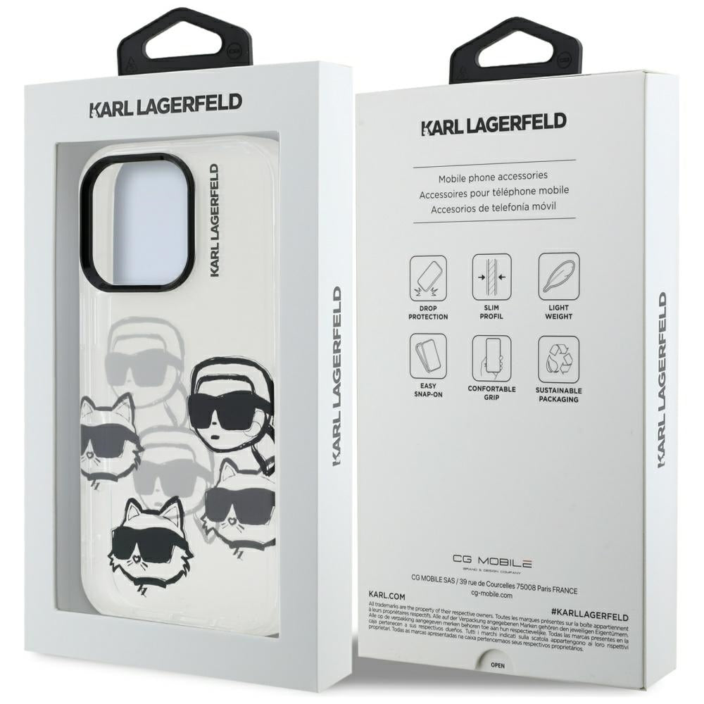 Maska za Apple iPhone 16 Pro Max, Karl Lagerfeld, IML Luxury Multi Head Pattern, Prozirna