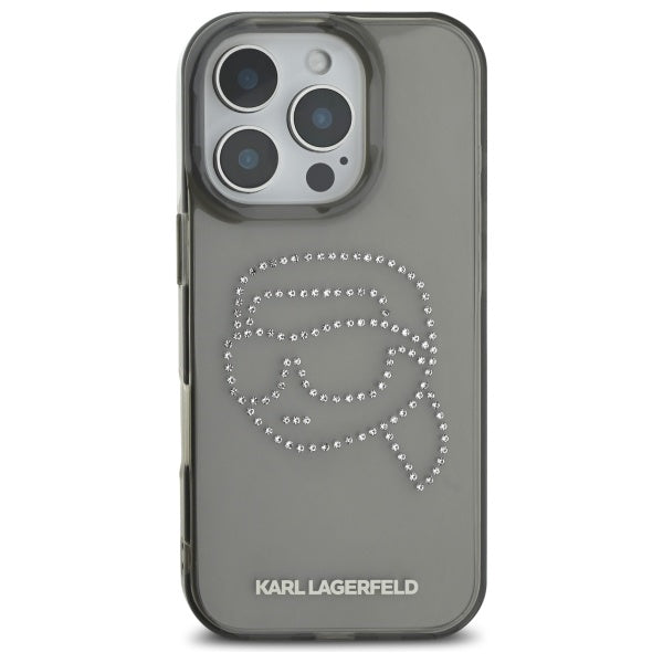 Futrola za Apple iPhone 16 Pro Max, Karl Lagerfeld, IML Rhinestones Karl's Head, Crna