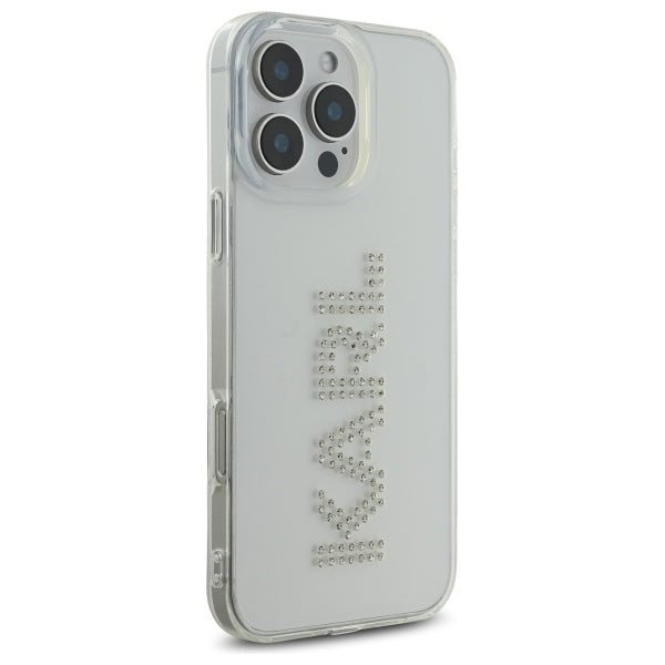 Futrola za Apple iPhone 16 Pro Max, Karl Lagerfeld, IML Rhinestones Transparent Logo, Prozirna