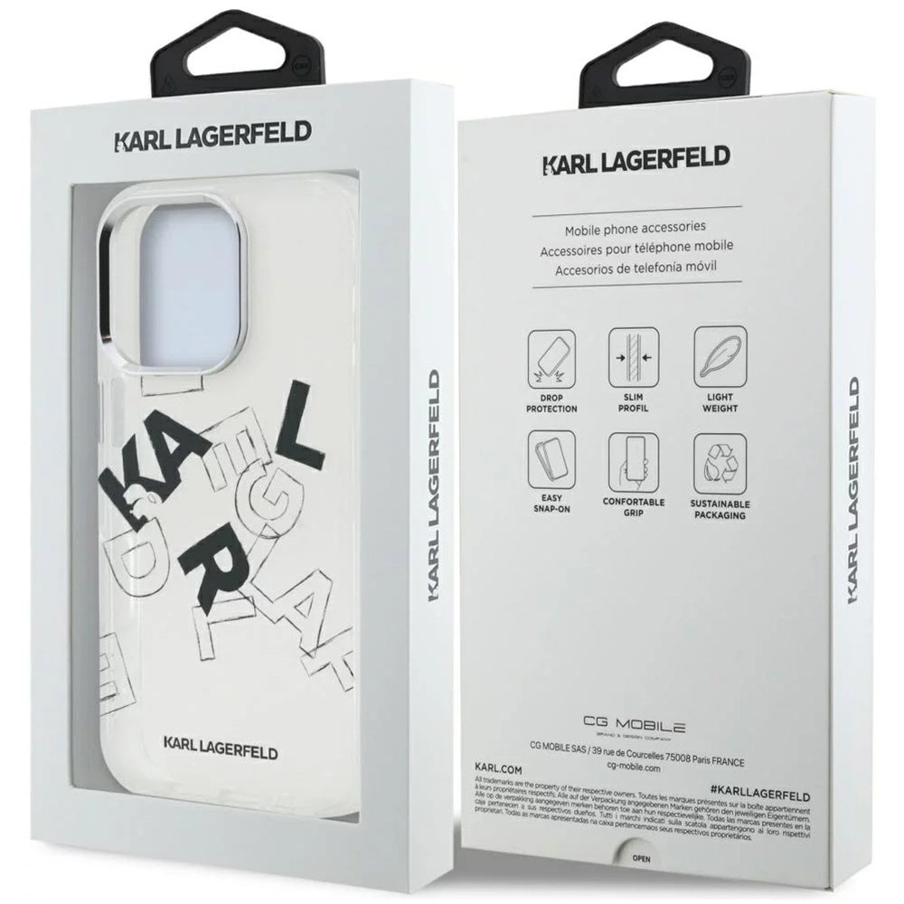 Futrola za Apple iPhone 16 Pro Max, Karl Lagerfeld, IML Sketched Graphic Logo, Prozirna