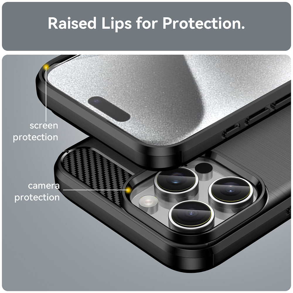 Maska za Apple iPhone 16 Pro, Techsuit, Karbon, Crna