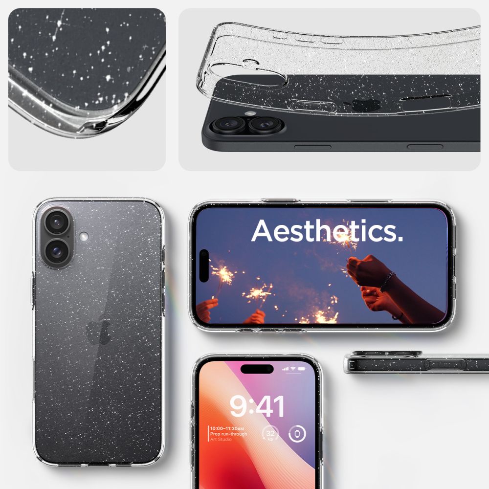 Maska za Apple iPhone 16, Spigen, Liquid Crystal Glitter, Prozirna ACS08192