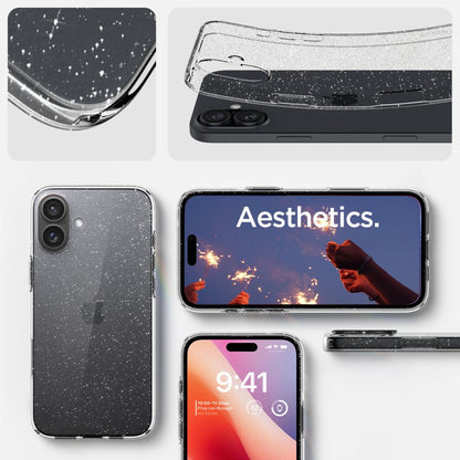 Maska za Apple iPhone 16, Spigen, Liquid Crystal Glitter, Prozirna ACS08192