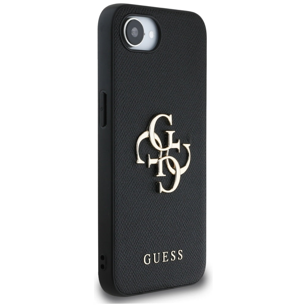Futrola za Apple iPhone 16e, Guess, 4G Grained Big and Classic Logo, Crna