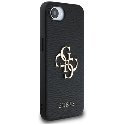Futrola za Apple iPhone 16e, Guess, 4G Grained Big and Classic Logo, Crna
