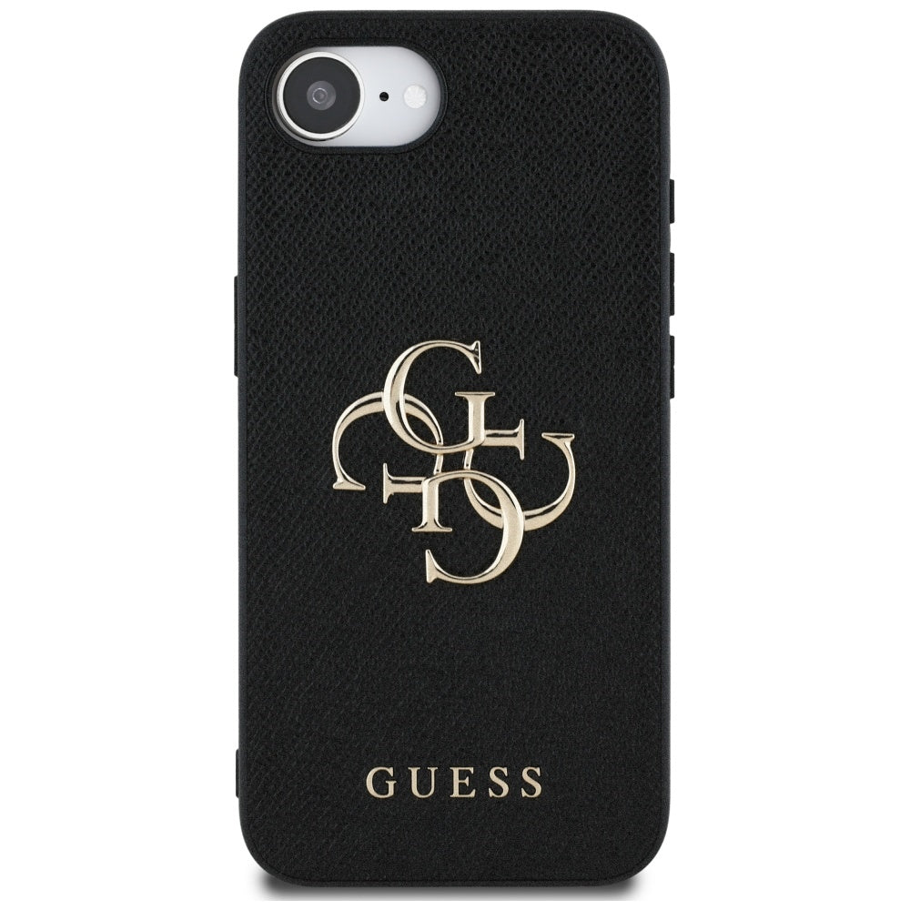 Futrola za Apple iPhone 16e, Guess, 4G Grained Big and Classic Logo, Crna