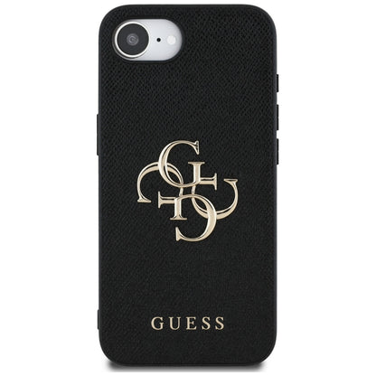 Futrola za Apple iPhone 16e, Guess, 4G Grained Big and Classic Logo, Crna