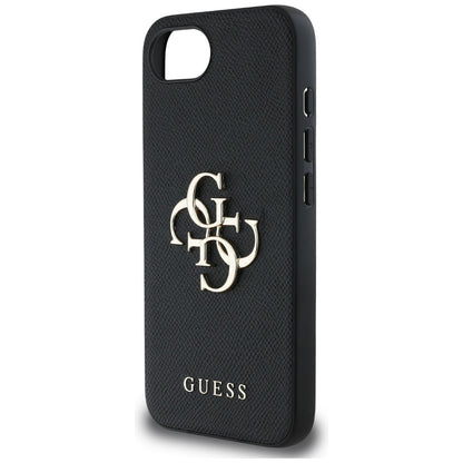 Futrola za Apple iPhone 16e, Guess, 4G Grained Big and Classic Logo, Crna