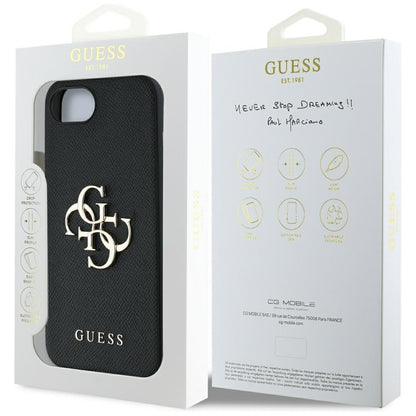 Futrola za Apple iPhone 16e, Guess, 4G Grained Big and Classic Logo, Crna