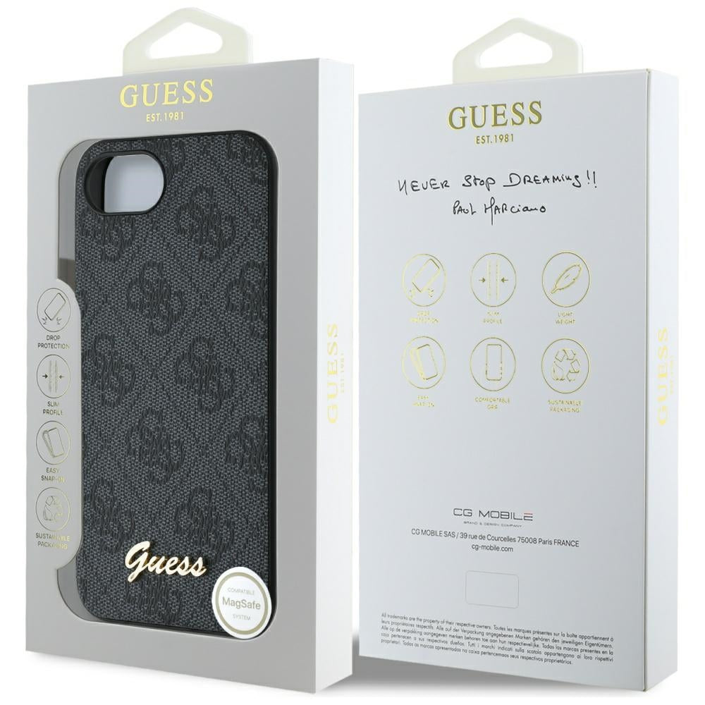 Futrola za Apple iPhone 16e, Guess, 4G Script Logo, Crna
