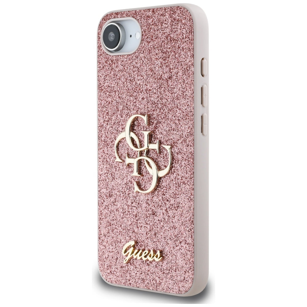 Futrola za Apple iPhone 16e, Guess, Fixed Glitter Big 4G, Roza