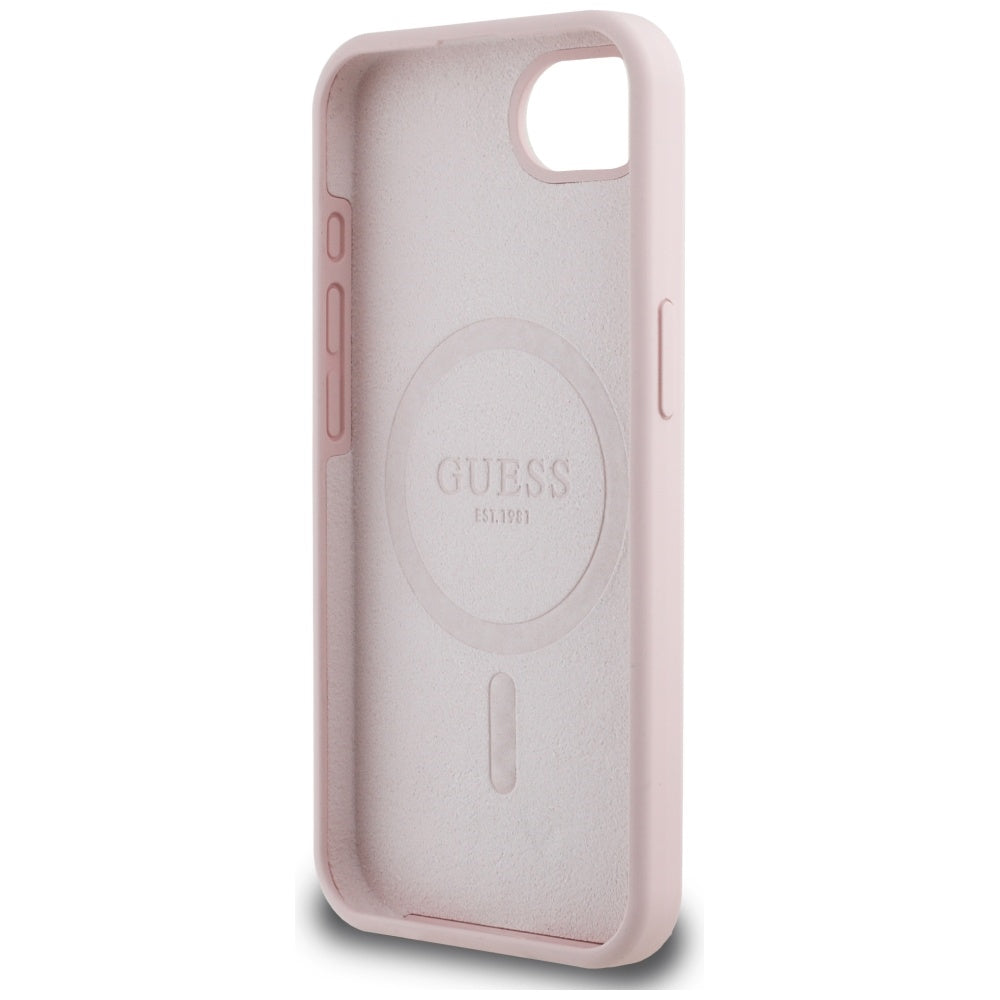 Futrola za Apple iPhone 16e, Guess, Script Metal Logo, Roza