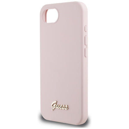 Futrola za Apple iPhone 16e, Guess, Script Metal Logo, Roza