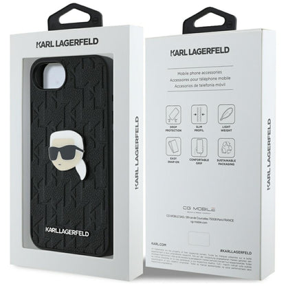 Futrola za Apple iPhone 16e, Karl Lagerfeld, Monogram Karl's Head, Crna