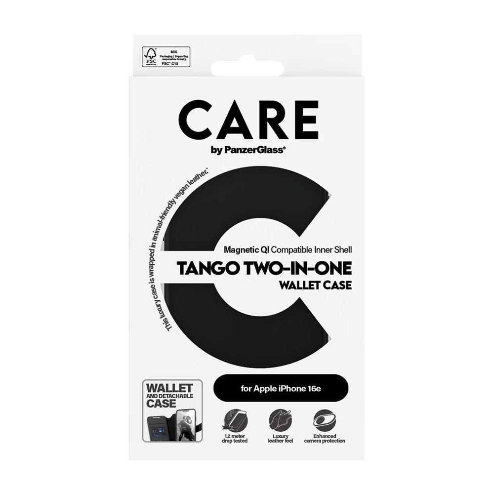 Futrola za Apple iPhone 16e, PanzerGlass, Care Feature Tango Two-in-One, Crna