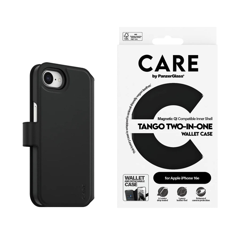 Futrola za Apple iPhone 16e, PanzerGlass, Care Feature Tango Two-in-One, Crna