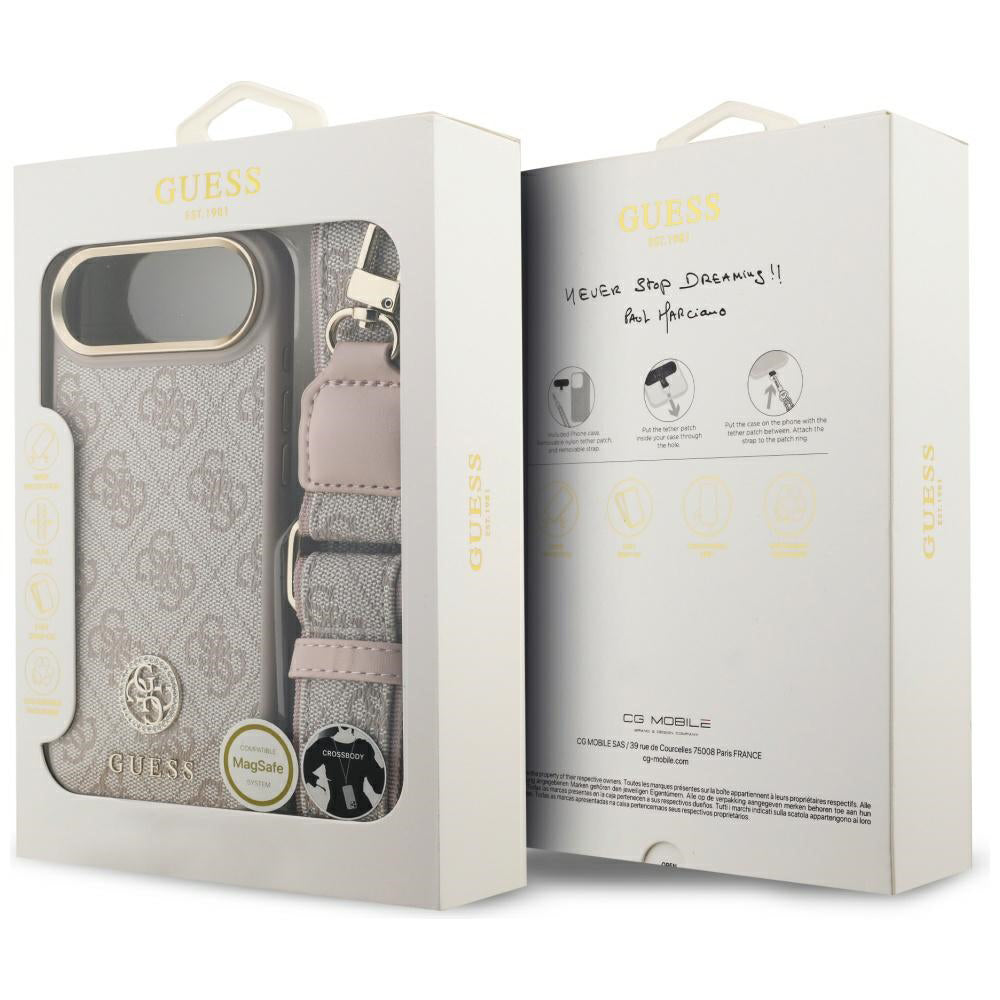 Futrola za Apple iPhone 17 Air, Guess, 4G Strass Logo and Big Strap, Roza