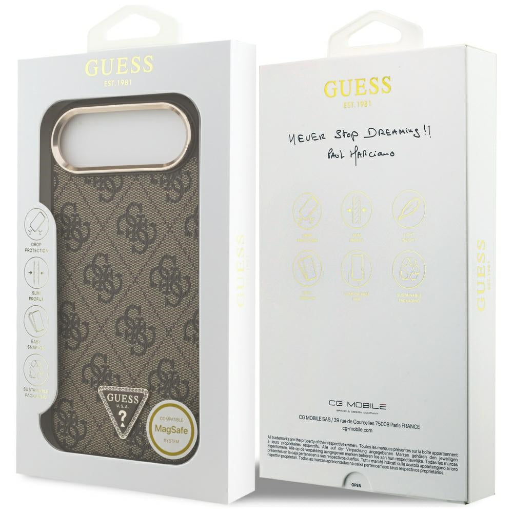 Futrola za Apple iPhone 17 Air, Guess, 4G Triangle Logo, Zlatno smeđa