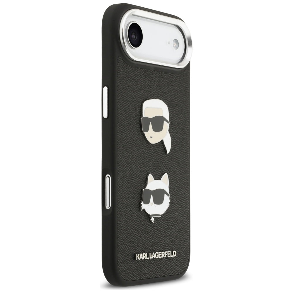 Futrola za Apple iPhone 17 Air, Karl Lagerfeld, Grained Karl & Choupette's Heads Pins and Logo, Crna